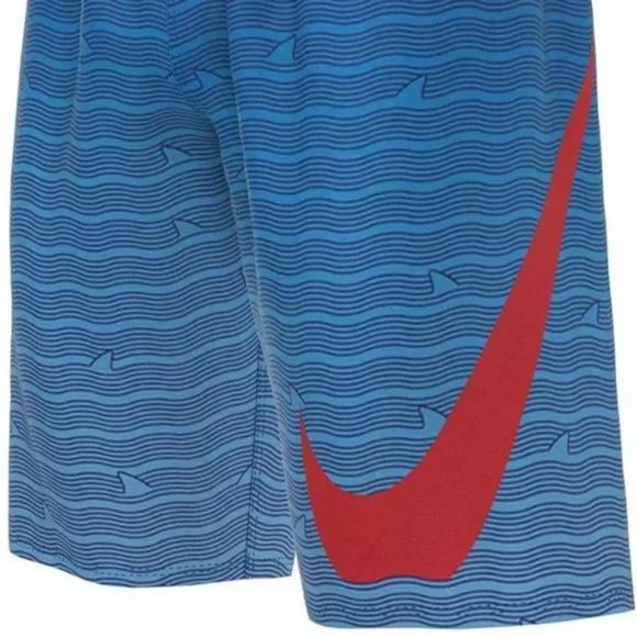 NWT Nike Boys' Shark Stripe Breaker 8” Volley Swim Shorts - Picture 3 of 5
